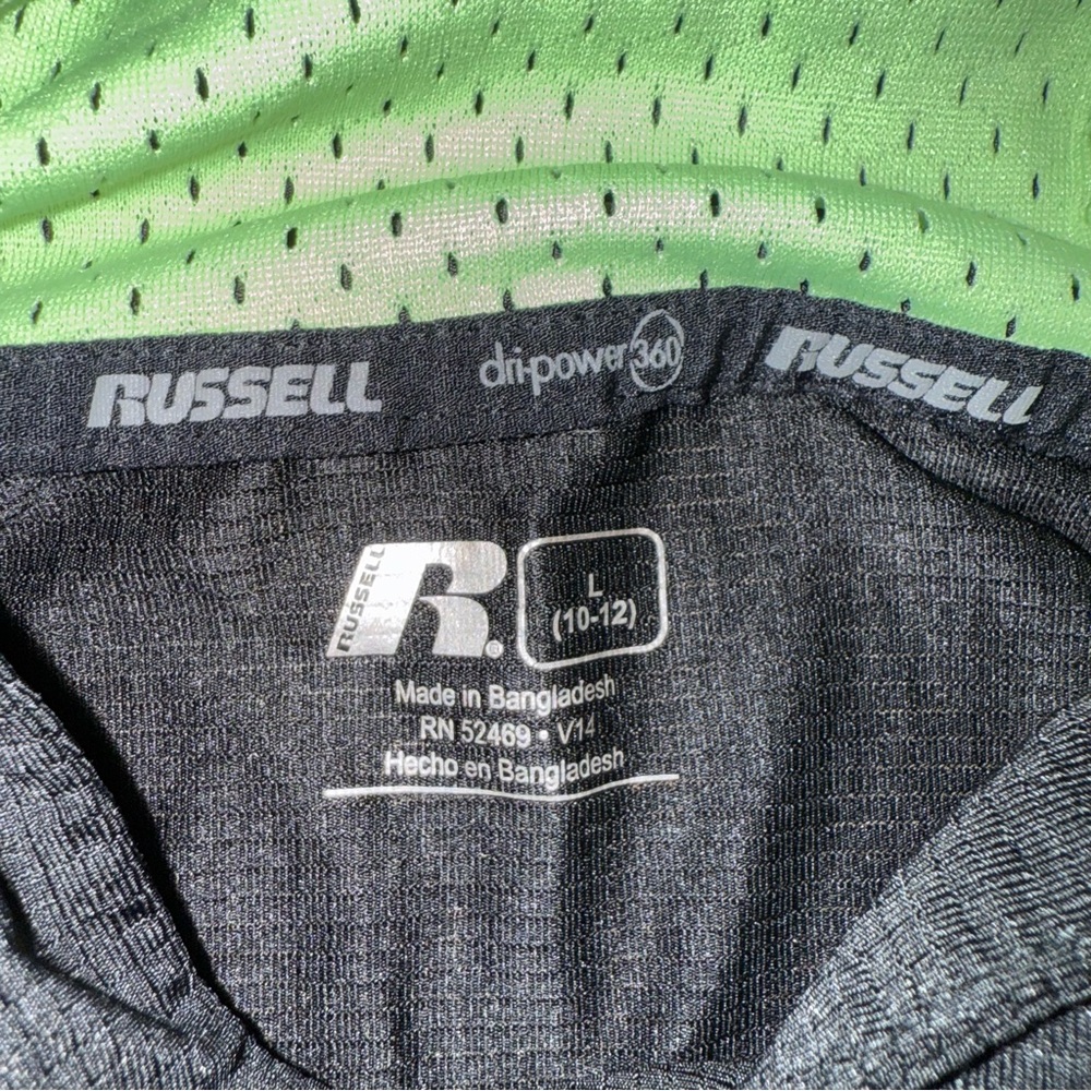 Russell Muscle Black Sleeveless Hoodie with Green Accents - Picture 7 of 11